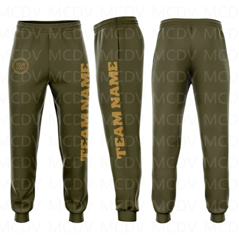 

Custom Olive Fleece Salute To Service Jogger Sweatpants 3D Printed Casual Unisex Jogging Trousers Loose Sports Pants