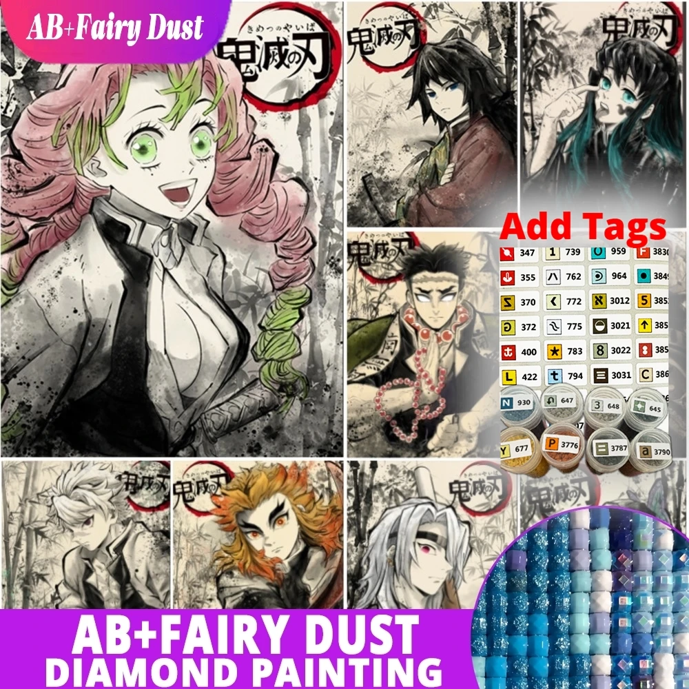 

Фея Пыль AB поставляется с наклейками DMC Demon Slayer Алмазная картина 5D Mitsuri Kochou Shinobu FullMosaic Art Picture DIY Tomioka