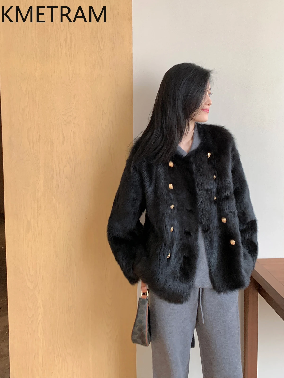 천연 투스카니 양모 양털 양면 모피 자켓 여성 더블 브레스트 리얼 모피 코트 겨울 여성 의류 2025 abrigos