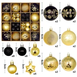 플라스틱 비산 방지 걸이식 공, 크리스마스 트리 Baubles, 축제 휴일 파티 장식, 44 개, 3-6cm