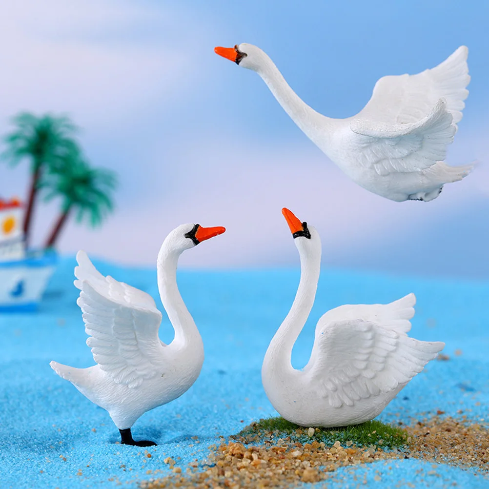 

4Pcs Mini Swan Decorations Premium Plastic Miniature Swans for Home Garden Bonsai Micro Landscaping Elegant Table Decor