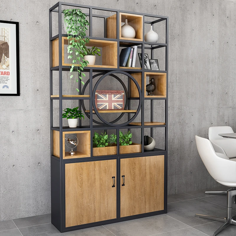 

Industrial style office bookcase partition screen bookshelf shelf floor porch cabinet creative bogu shelf