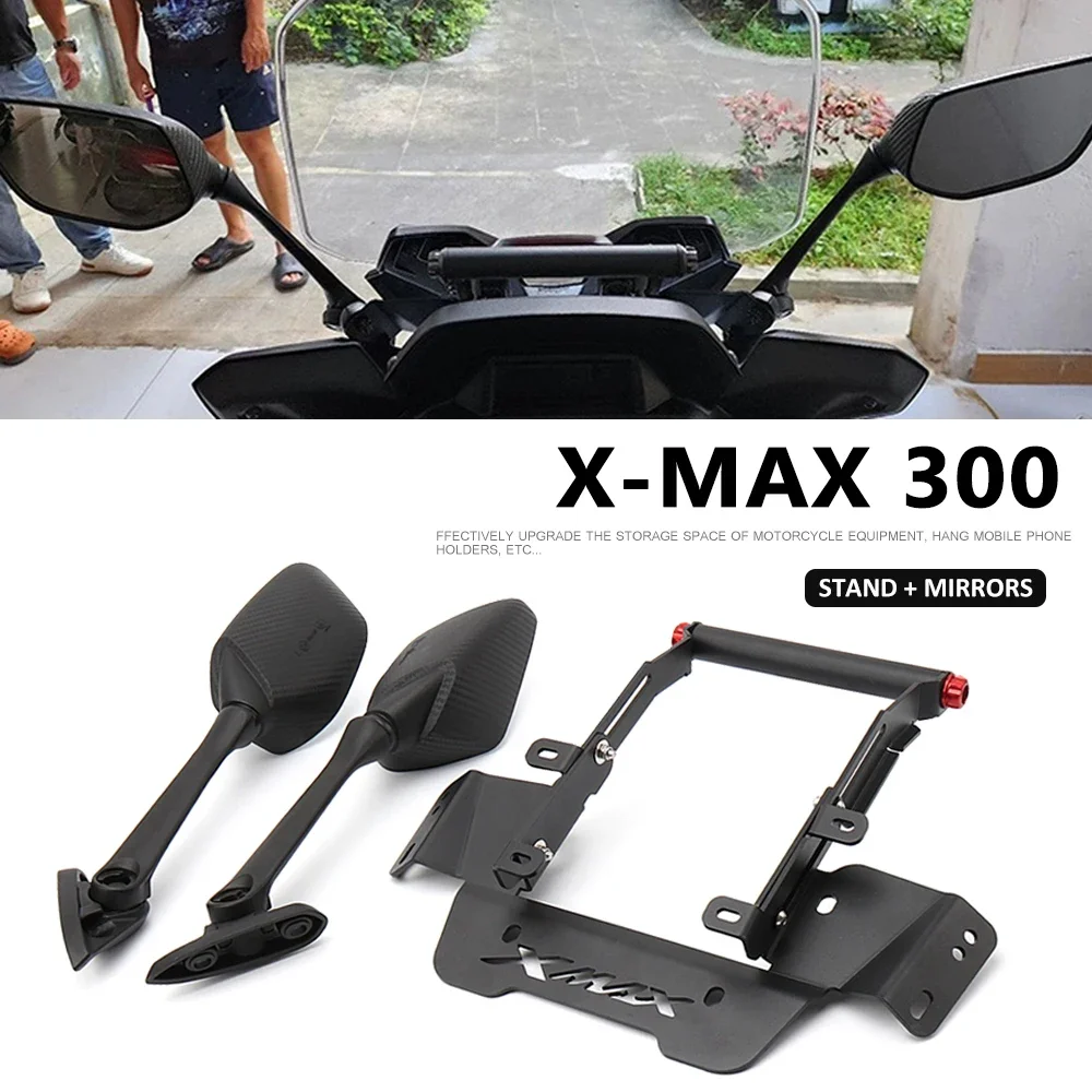 Motorcycle Accessories Rear View Mirrors Front Fixed Phone Navigation Bracket Rearview Holder For YAMAHA XMAX 300 X-Max 300