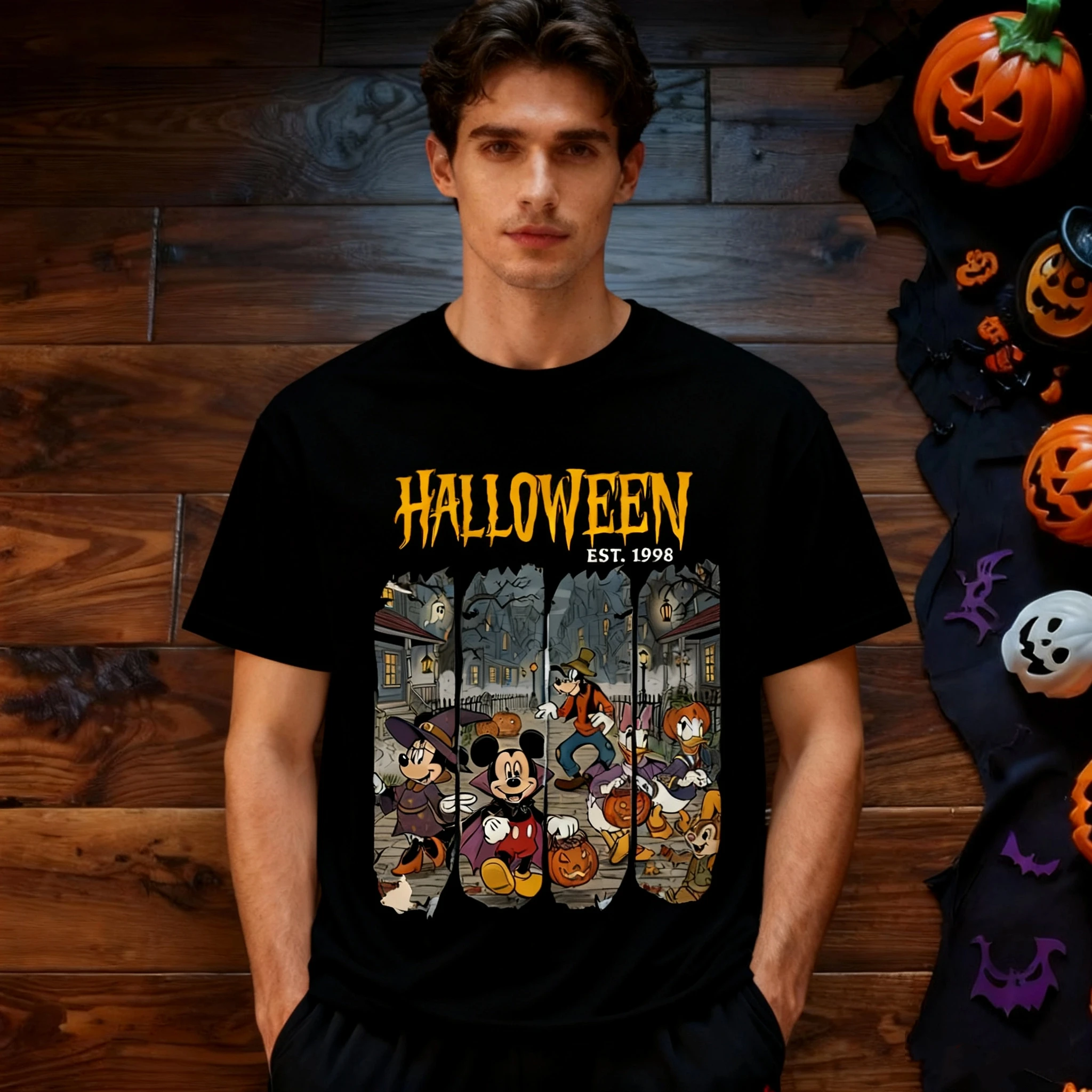 

Disney Mickey Mouse Halloween Men's T-shirt:Fashionable and Trendy Streetwear, Casual and Comfortable,100% Pure Cotton Men's Top