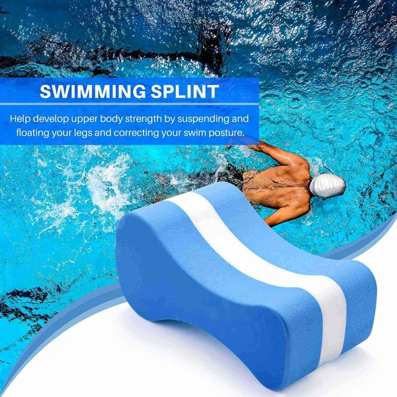 Boya de tracción de espuma Eva para niños y adultos, tablero de piernas, entrenamiento de piscina, azul + blanco, 5 unidades