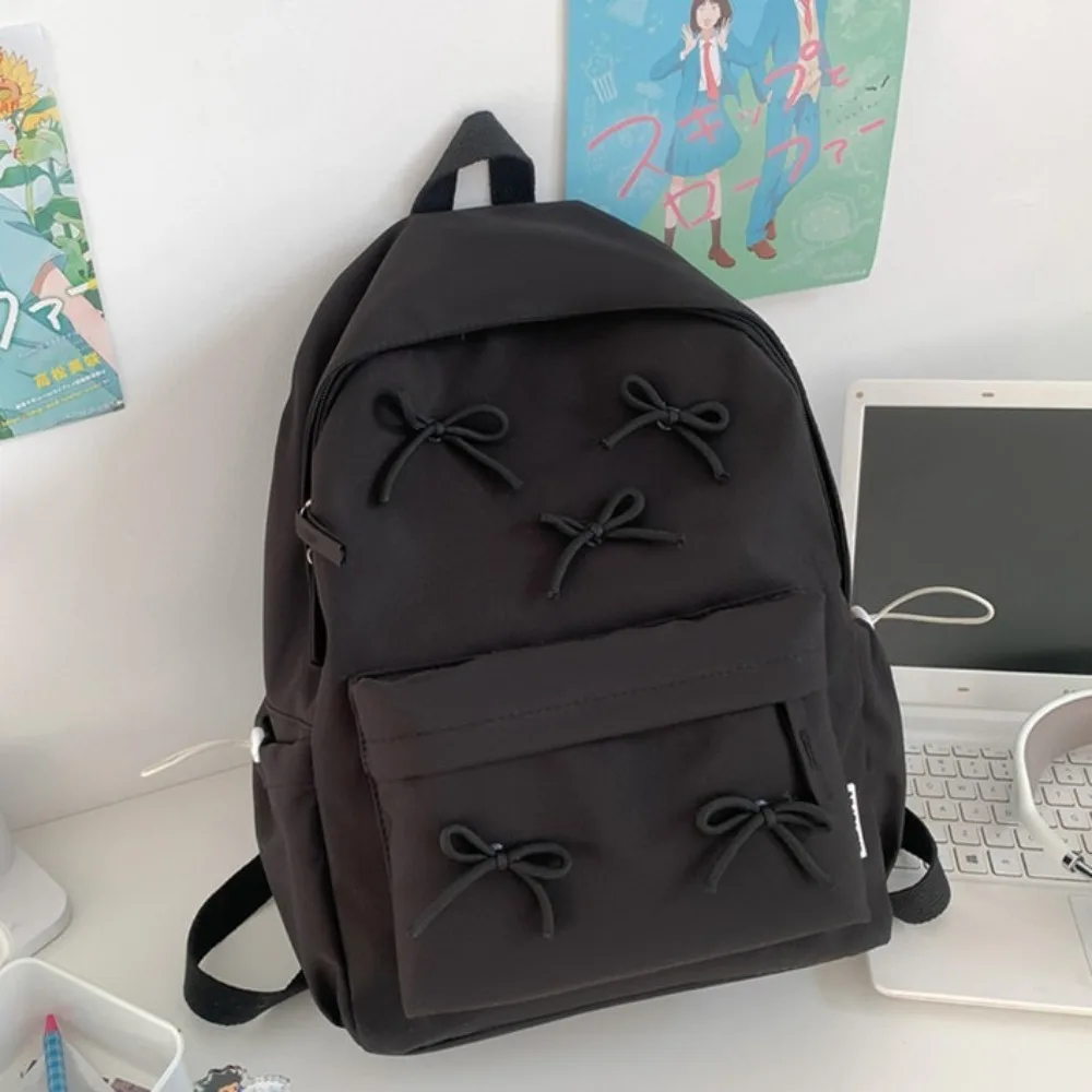 Preppy Workwear Style Backpack Harajuku Style Large Capacity Students Backpack Nylon Casual Bowknot School Bag Teenagers