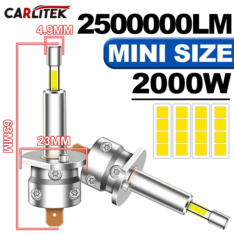 

360 H7 LED Headlight Bulbs Mini Wireless 2500W 4 Side CSP H1 H3 H4 H8 H11 9005 9006 9012 LED Car Headlamp Auto Diode 1:1 Turbo