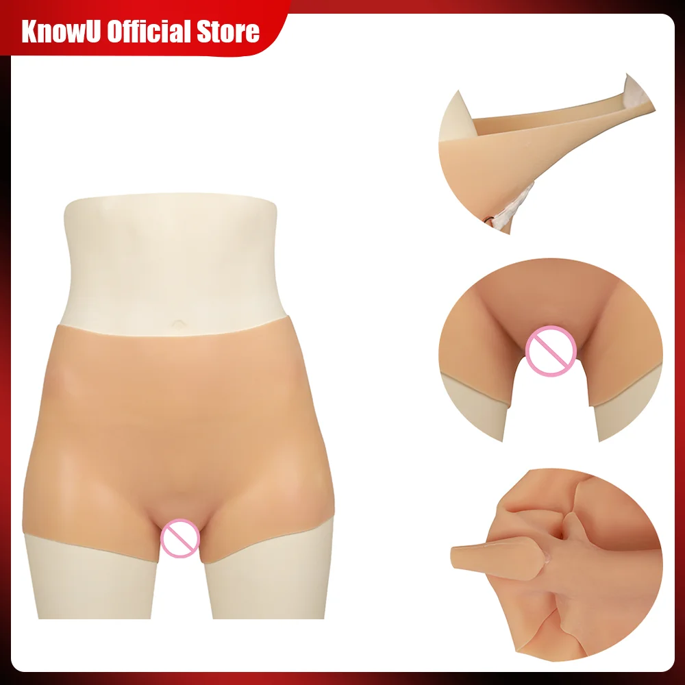 KnowU New Silicone Pants Panties S/M/L Size Fake Vagina Tummy Control Shapewear Fake Buttocks for Cosplay