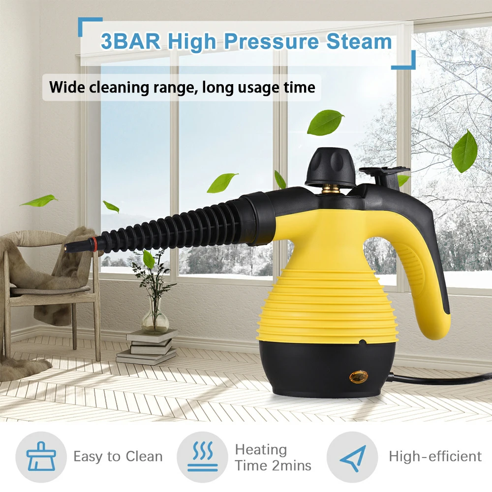 Portable manual steam cleaner, 1050W multifunctional high-temperature pressurized steam cleaner, with 9 UDS accessories.