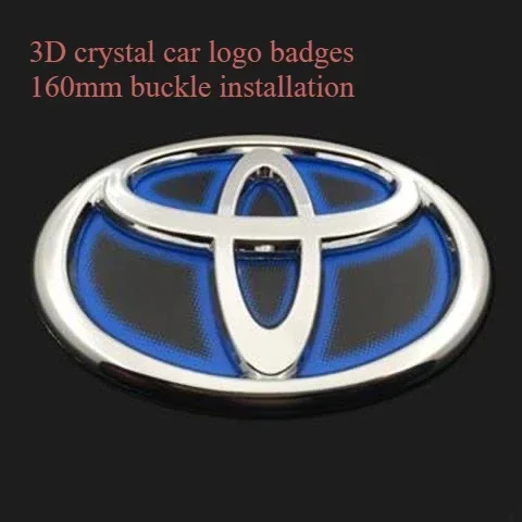 

1PC 3D crystal car logo badges car Front grille sign 160mm for Toyota Highlander Camry RAV4 CHR Avalon hybrid car accessories