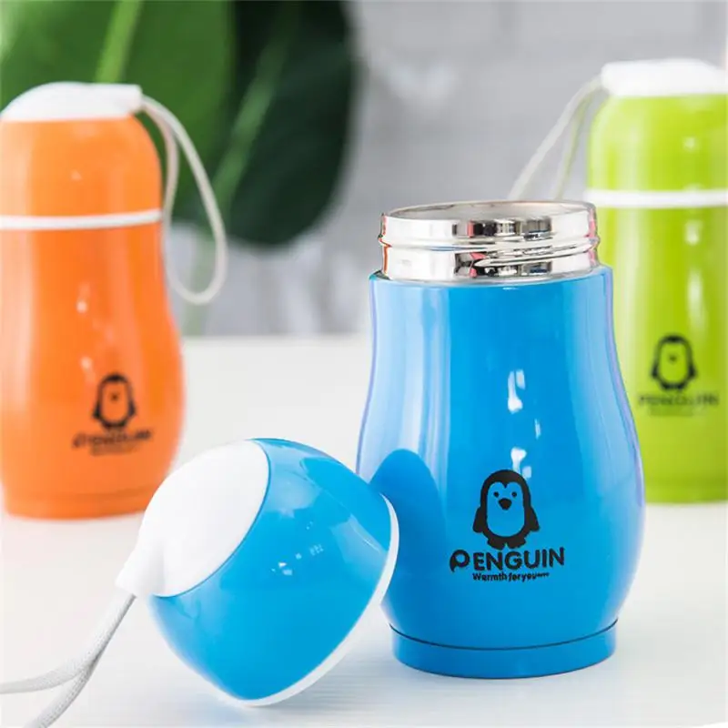 300ml Mini Penguin Thermos Cup Cute Insulation Portable Thermoses Stainless Steel Vacuum Flask Travel Drink Tools