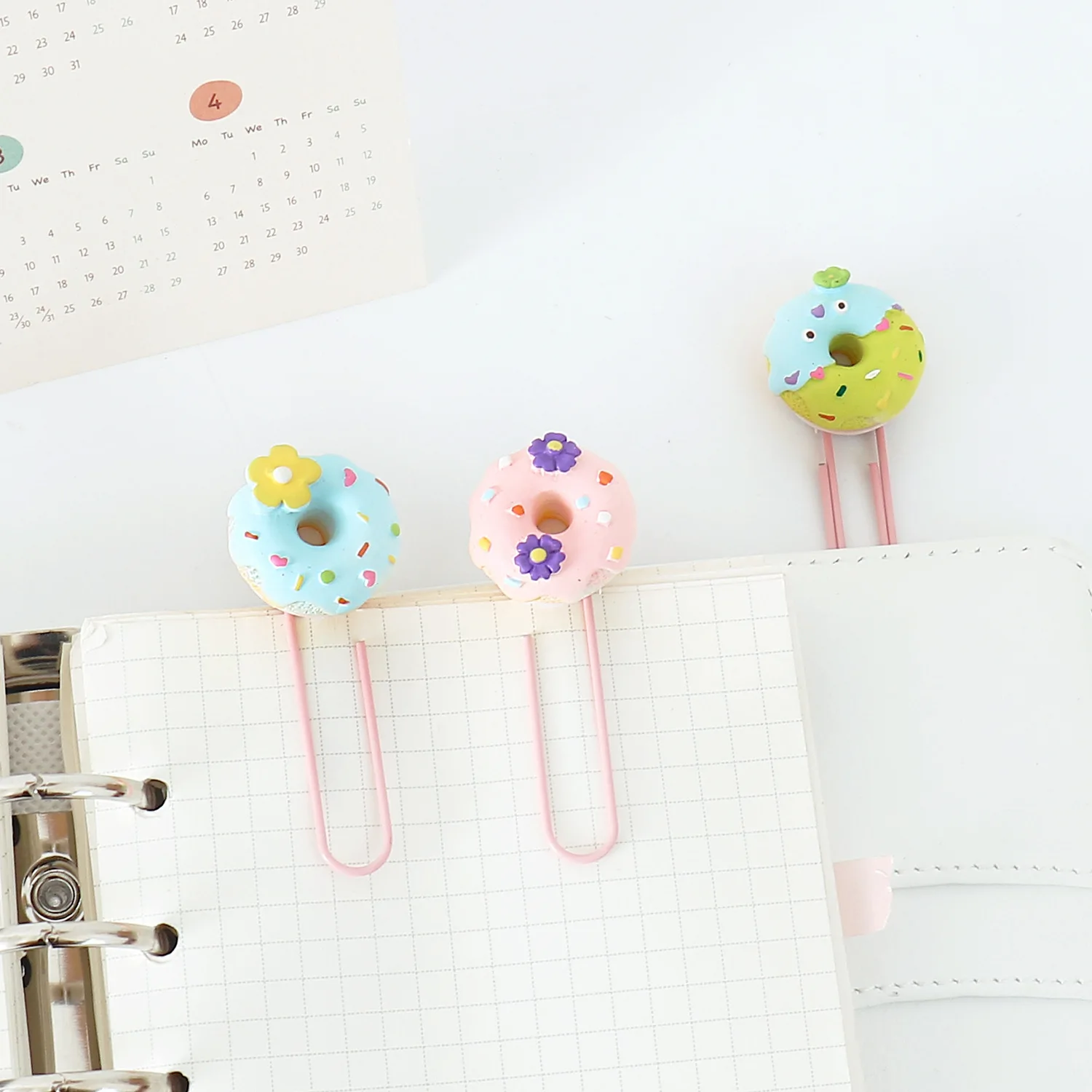 5pcs Paperclips Resin Doughnut Shape Paper Clip Notebook Handaccount Clip Office Accessories Paper Clips Stationary Bookmark