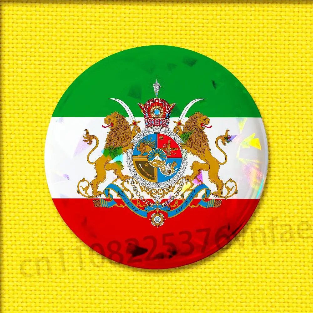 For Imperial Coat of Arms of Iran National Emblem Lion Sun Crown Badge Pins 75mm 25mm 44mm 32mm 58mm Round Pin Brooch Insignia