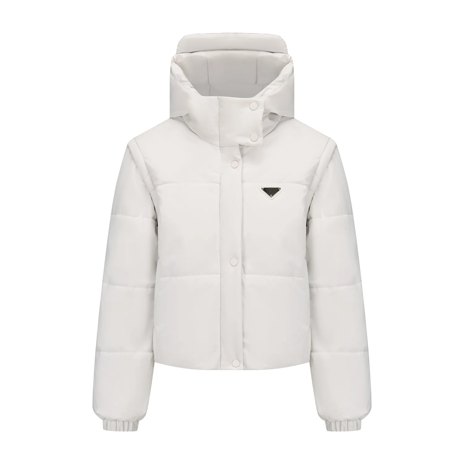 Nueva moda Otoño/Invierno Casual manga larga cuello alto cremallera Color sólido Slim Fit ropa acolchada de algodón con capucha, 3 colores