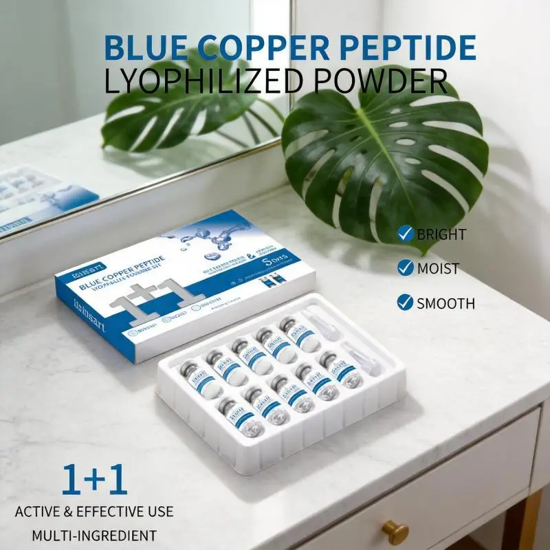 Hoyytu Blue Copper Peptide Lyophilized Powder Set Anti-Premature Aging Hydrating Fade Dark Spots Facial Skincare Set