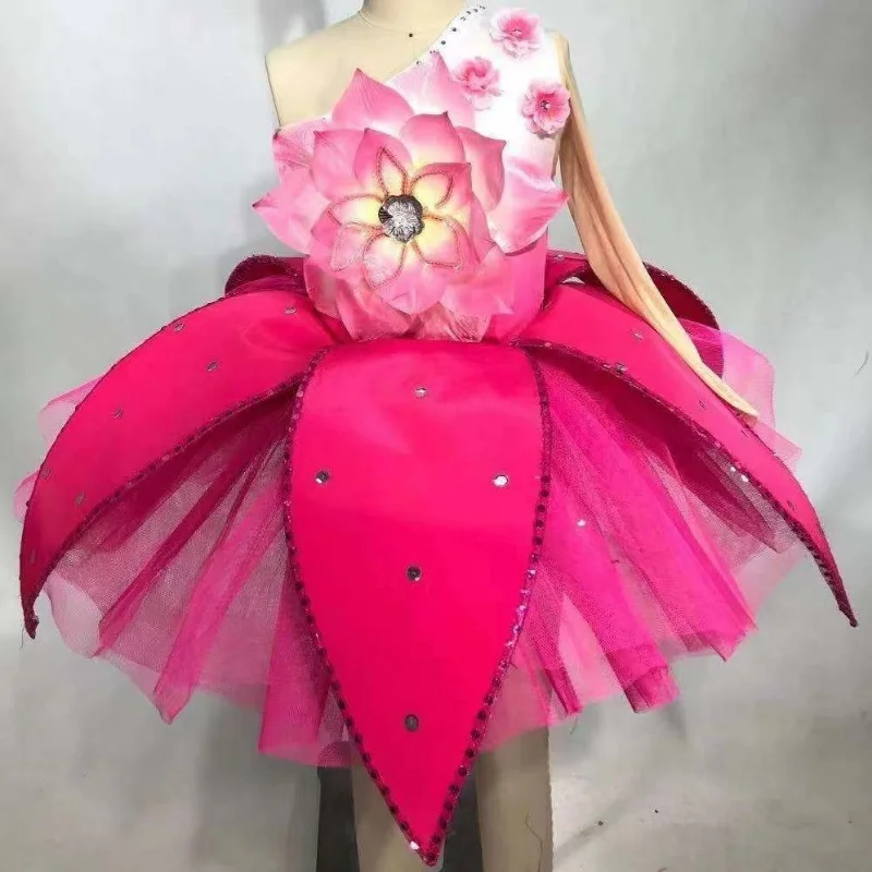 Costume de performance de parfum de magnolia pour enfants, fleurs de pêcher, danse d'ouverture nationale, style anni pour filles