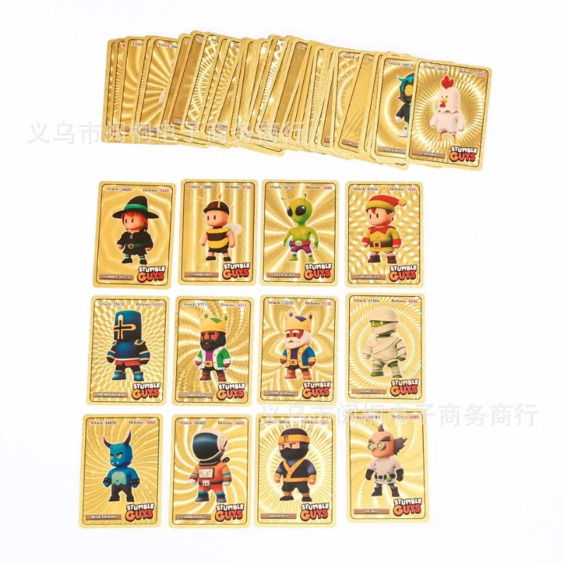 55Pcs/Set Stumble Guys Game Cards Anime Board Game Gold Silver Foil Shiny Collection Black Game Collector Tabletop Battle Cards