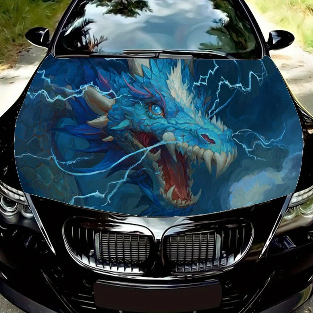 

Наклейки на капот автомобиля с узором Thunderbolt Tyrannosaurus, водонепроницаемые, самоклеящиеся, устойчивые к царапинам, легко приклеиваемые, прочный автомобильный ПВХ