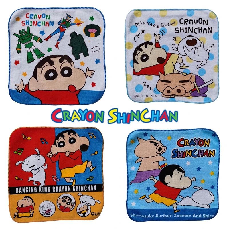 20x20cm kredka Shin-chan Cartoon dziecięcy ręcznik do twarzy Anime bawełniany domowy pochłaniający wodę szybkoschnący ręcznik kwadratowy dziecięcy