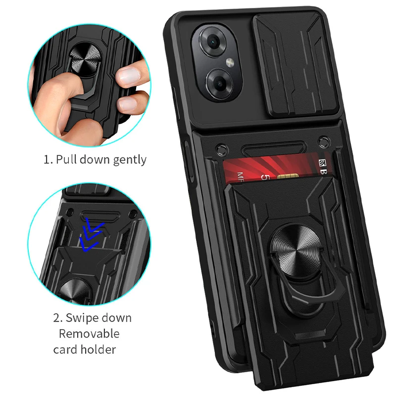 For Xiaomi Poco M5 4G Case Card Slot Holder Phone Cases for Poxo Poko Little M5 M 5 PocoM5 4G Car Magnetic Ring Armor Back Cover