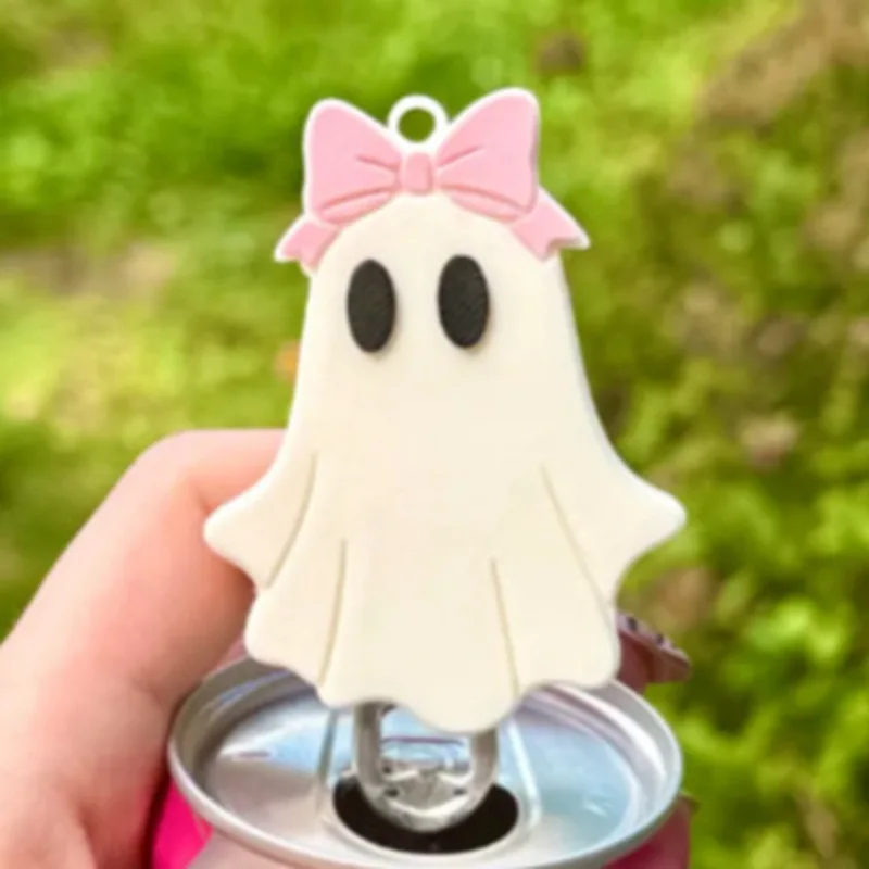 Cute Leopard Print Bow Ghost Shaped Bottle Opener Halloween Decor Beer Can Opener Portable Bar Tool Halloween Party Favor Gifts