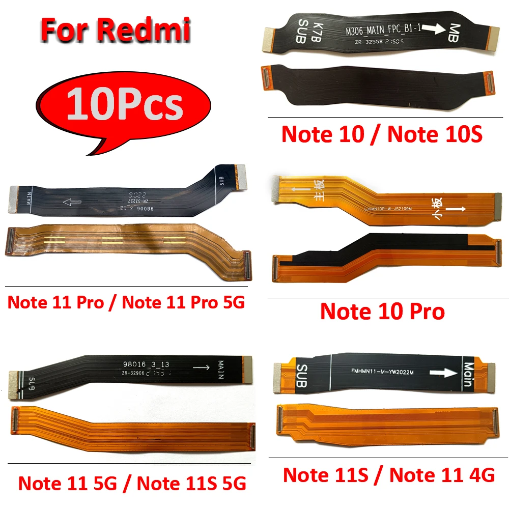 10Pcs/Lot，NEW Main FPC LCD Display Connect Mainboard Flex Cable For Redmi Note 10 11 Pro Note 10 11S 11 4G 11 12 Pro Plus 5G