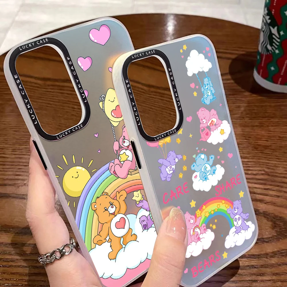 Cute C-Cares Cartoon Bears Case for Samsung A73 A72 A54 A53 A52 A34 A33 A32 A30 A24 A23 A22 A14 A13 A12 4G 5G Matte Luxury Cover