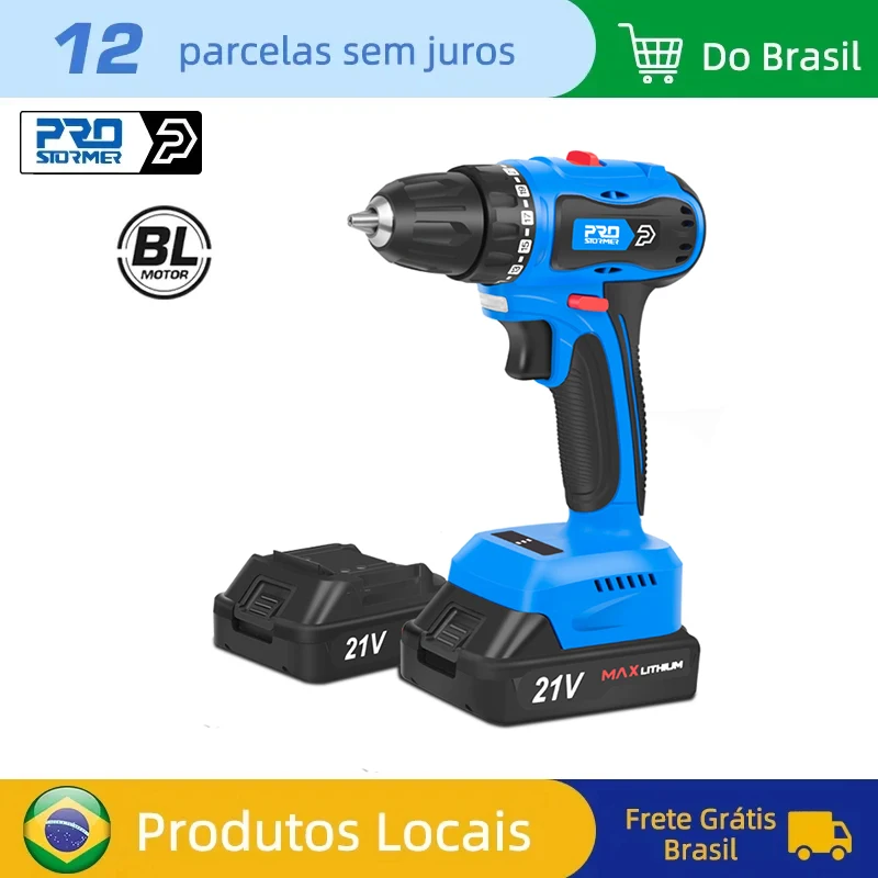 40NM Brushless Mini Electric Drill Screwdriver Cordless 21V 2000mAh Battery Electric Screwdriver 5 Bits By PROSTORMER