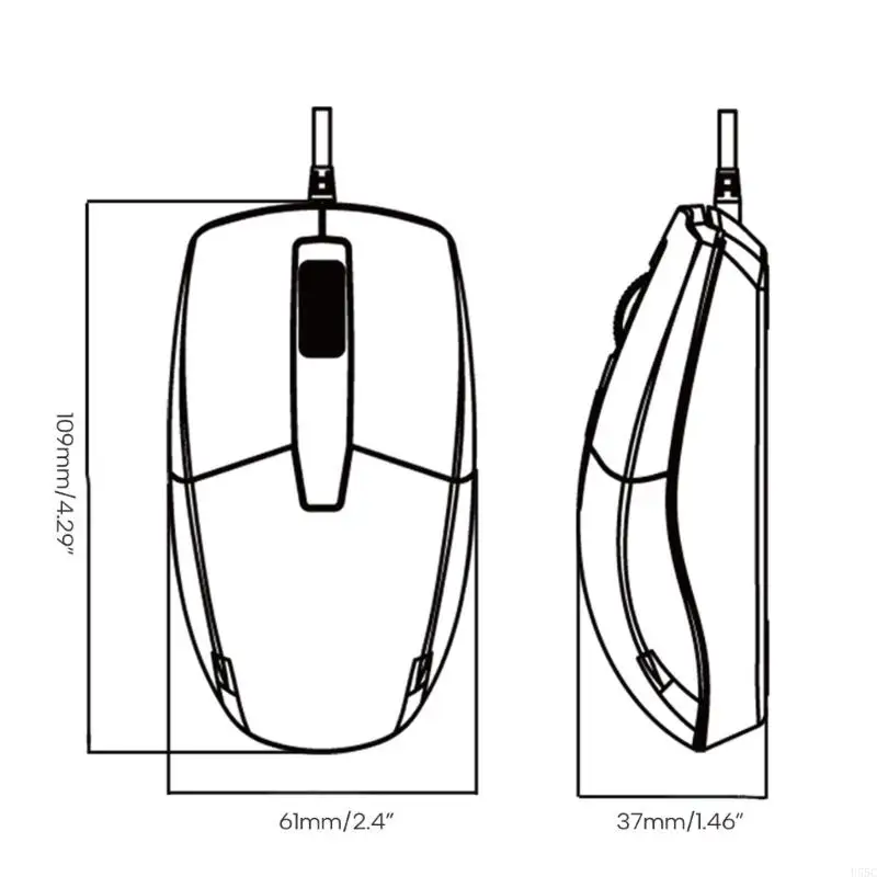 U55c USB -тип C шнурная мышь для ноутбуков, мобильных телефонов и таблеток 3 кнопок эргономичная мышь