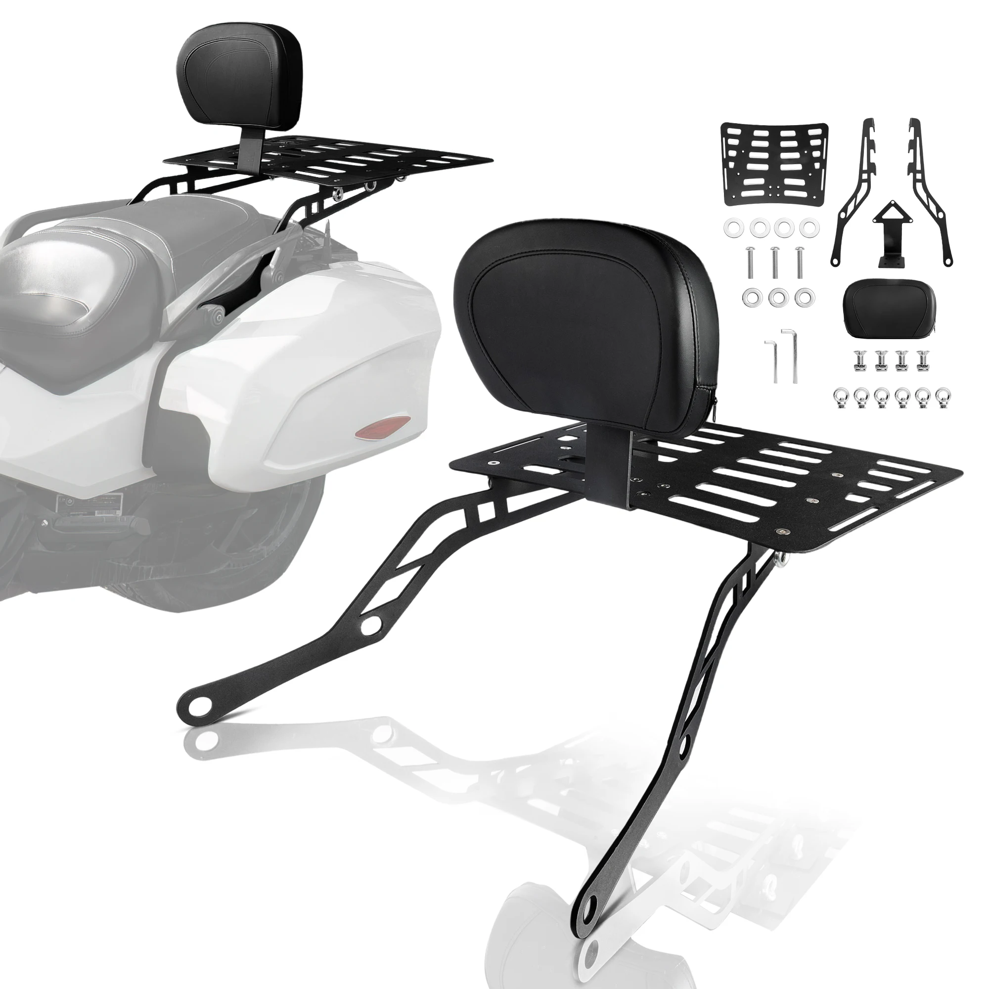 

Motorcycle Detachable Passenger Backrest with Luggage Rack Fit for Can-Am Spyder F3 F3-S F3-T F3-L Quick Release Sissy Bar