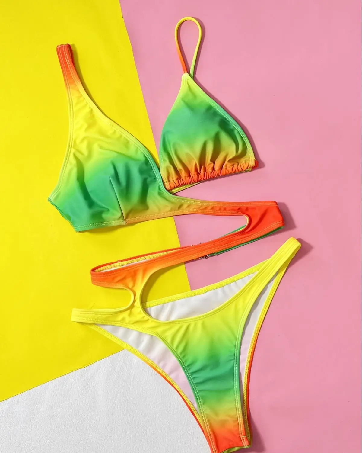 Ins Style New One-piece Bikini Bikini Printed Hollow Strap One-piece Swimsuit