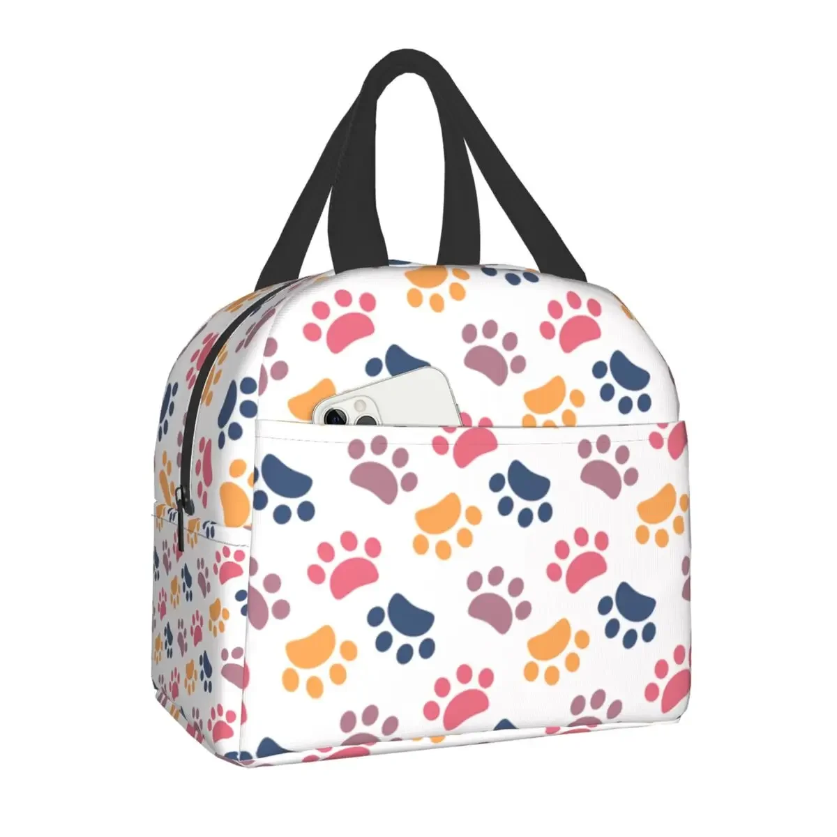 Pet Paw Pattern Animal Imprint Insulated Lunch Bag for School Office Dog Footprint Gift Picnic Thermal Cooler Lunch Box Women