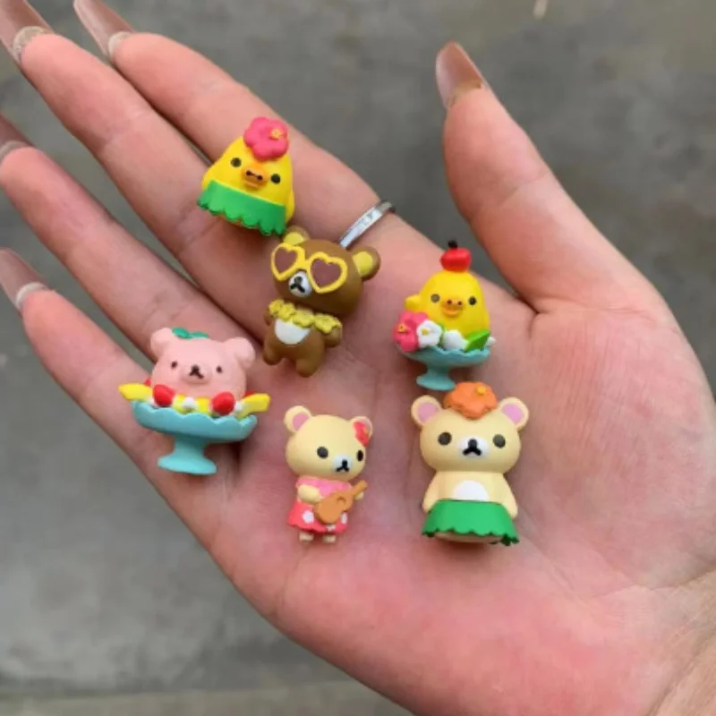 5/6 sztuk Rilakkuma Mini Anime rysunek postać z kreskówki modele kolekcje ozdoby modele dekoracje na biurko Party prezenty dla dzieci