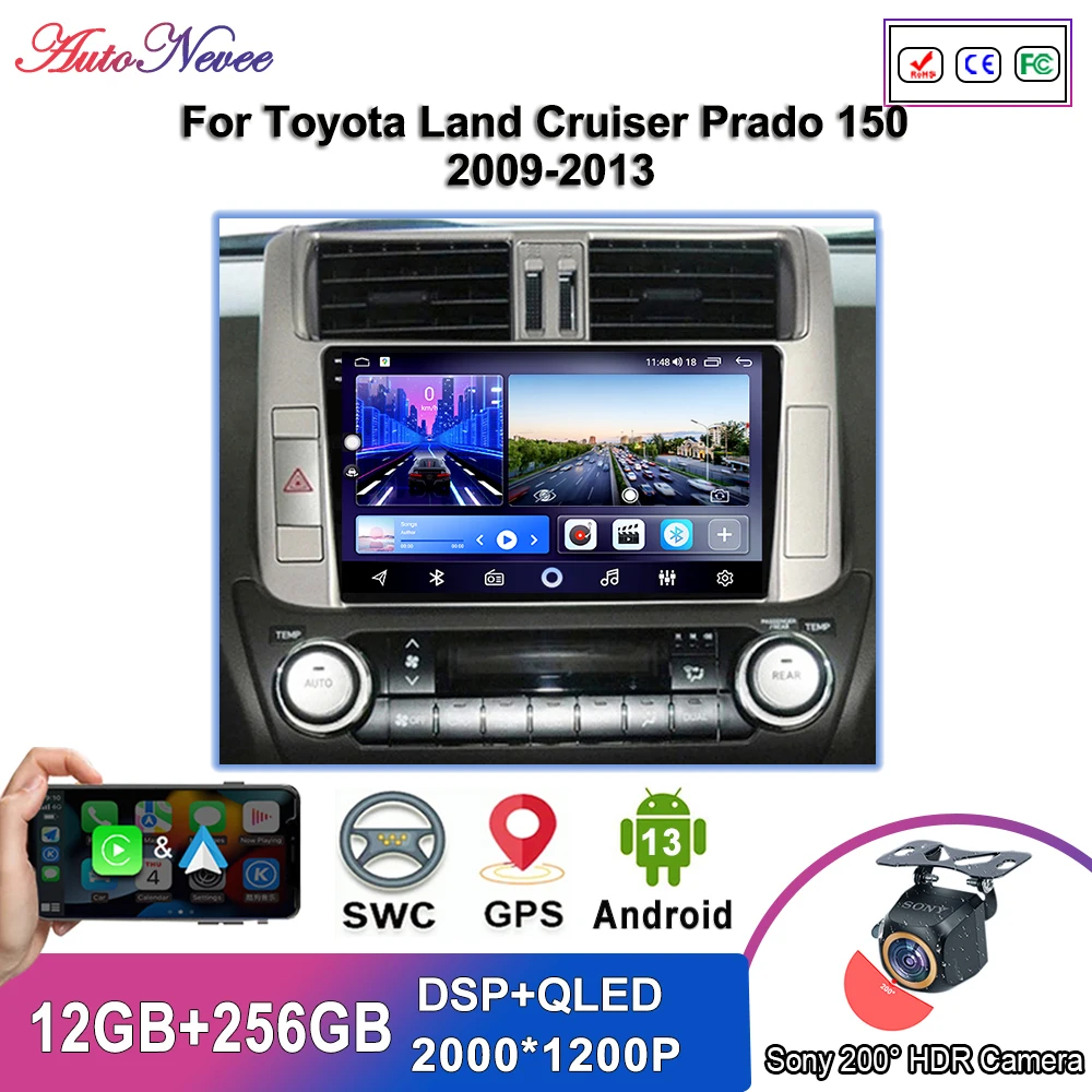 

Android 14 Multimedia For Toyota Land Cruiser Prado 150 2009-2013 Car Player GPS Stereo Navigation Radio Screen No 2Din DVD WiFi