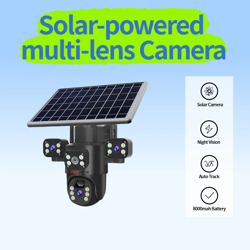 

2025 New 6MP 4K Security Outdoor Solar Camera 4G/WIFI Triple Lens PTZ 360° AI Human Tracking Color Night Vision IP66 4g