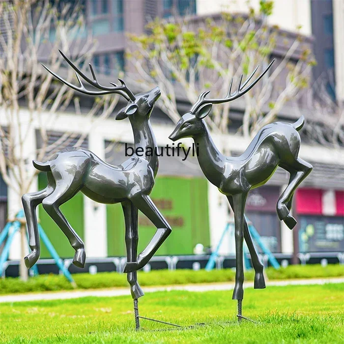 Outdoor Animal Deer Sculpture Customized Garden Landscape Sketch Landscape Decoration Hotel Mall Park Floor-Standing Decorations