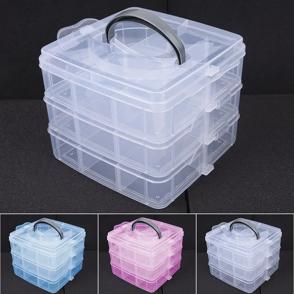 High Quality Clear Plastic Jewelry Bead Storage Box For Crafts And Organizing 3 Layer Container Organizer Case