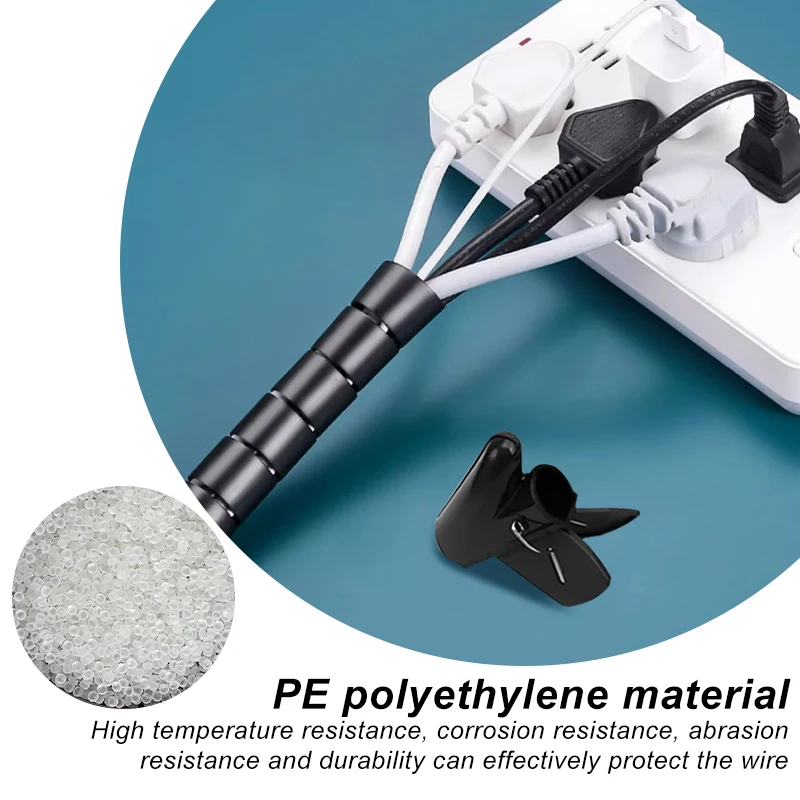 2M 16/10mm Flexible Spiral Cable Wire Protector Storage Pipe Cord Management Protector Desk Tidy Cable Accessories Tools