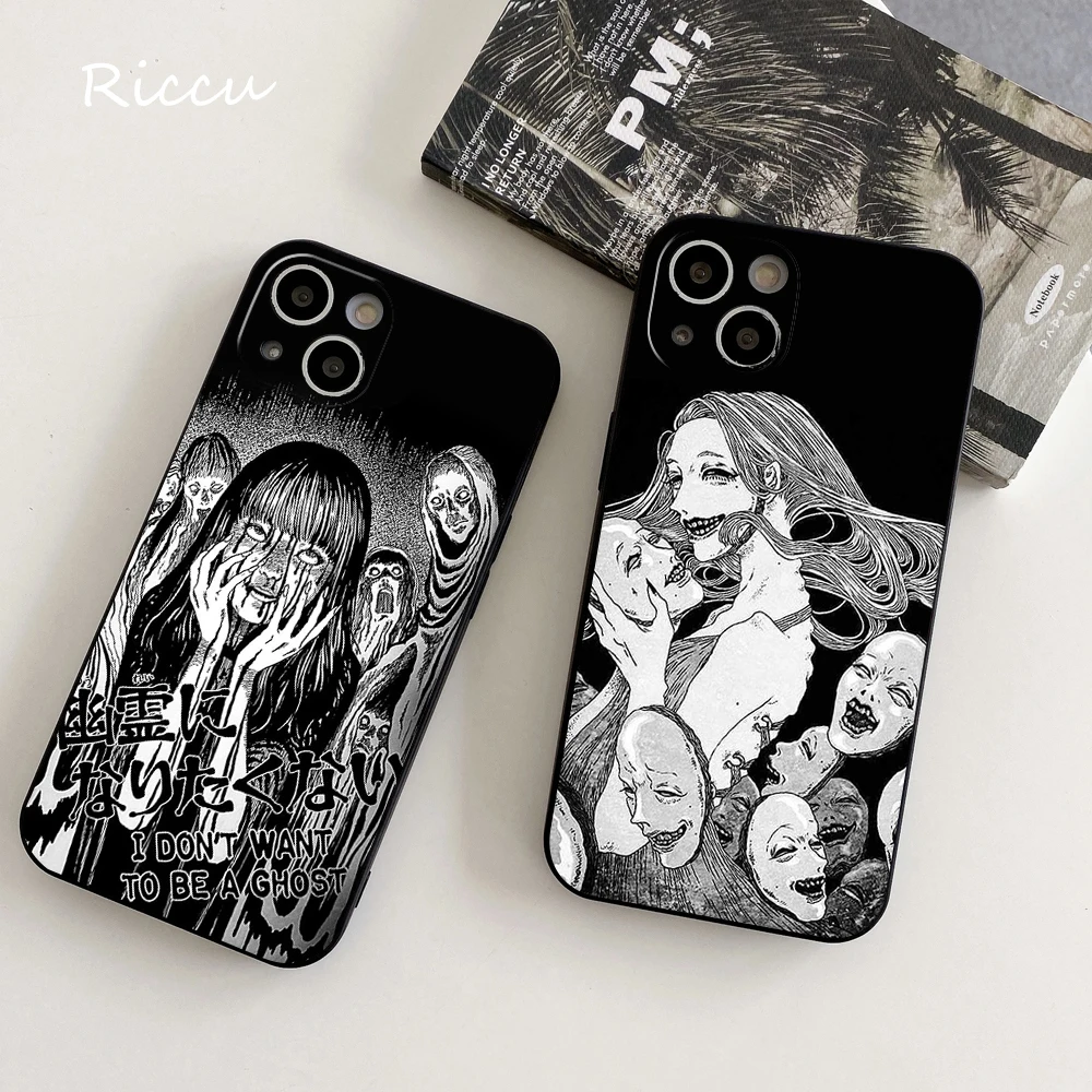 FOR IPhone 14 Junji Ito Terror Horror Anime Soft Case for Iphone 14 11 12Pro 8 7 Plus X 13Pro MAX SE2020 XR XS Covers