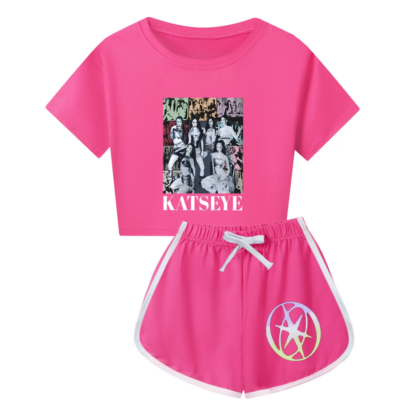 KATSEYE KPOP Pyjamas Kids Summer Fall Pajama Sets Baby Girls Short Sleeve Tops Shorts 2pcs Sets Children Loose Casual Sleepwear image 3