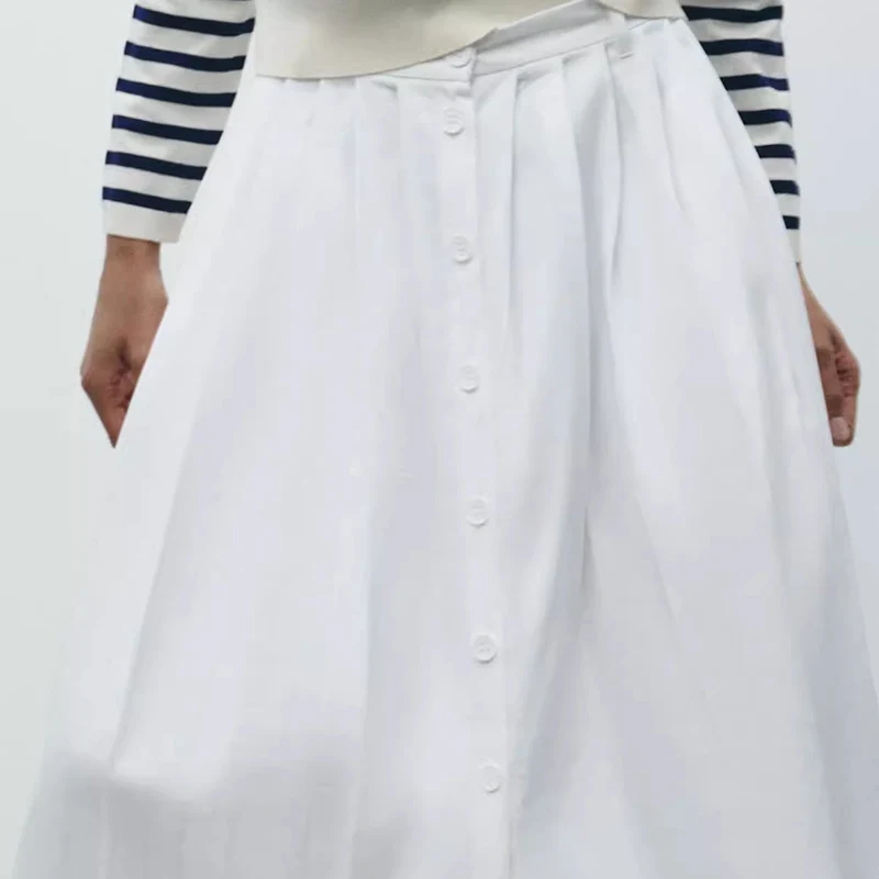 

Женская юбка-миди Spring Faion с поясом и кисточками, украшенная плиссировкой, универсальная юбка-миди из 100% полиэфирного волокна