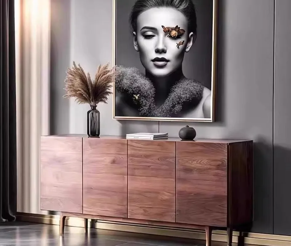 North American black walnut solid wood sideboard, modern simple living room, wabi-sabi style TV, ground cabinet, storage storage