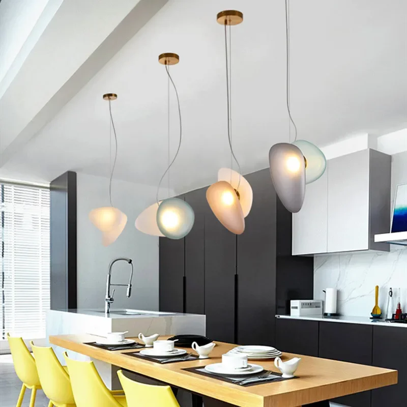 Modern LED Indoor Pendant Lights, Branco, Azul, Cinza, Âmbar, Lâmpada Pendurada De Vidro, Sala De Jantar, Cozinha, Bar, Loja De Arame Ajustável