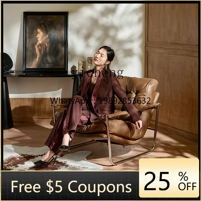 

Single Sofa Chair Home Living Room Vintage Leather Lounge Chair