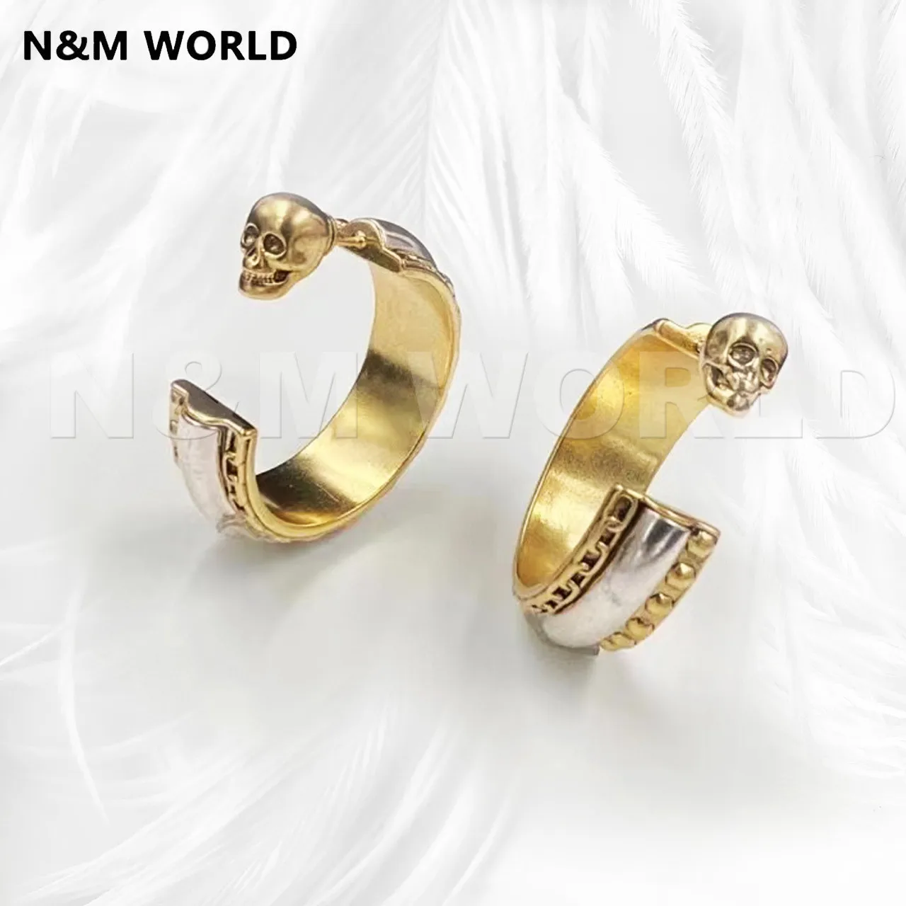 

Jewelry & Accessories Golden Skull Two Color Metal Willow Nail Earrings For Women's & Man's Party Gift