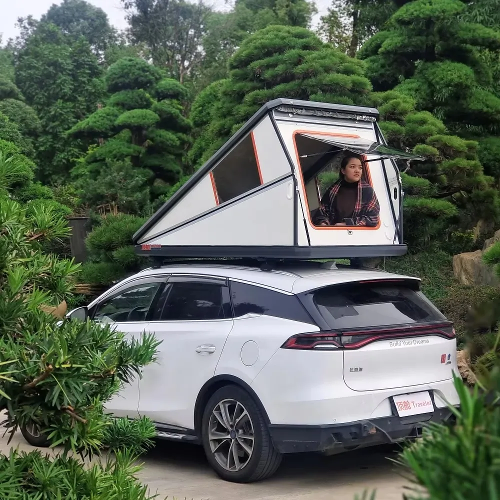 Small Camper Trailer Custom Waterproof Hard Shell Aluminum Alloy Car Rooftop Tent Pop Up Folding Hardshell Roof Top Tents