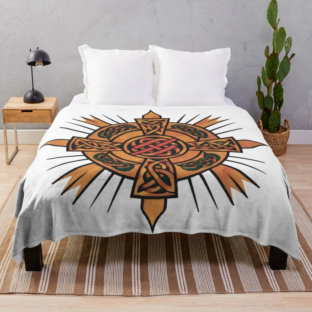 

Golden Bronze Celtic Sun Symbol Design Throw Blanket Giant Sofa Cute Plaid Custom blankets ands Blankets