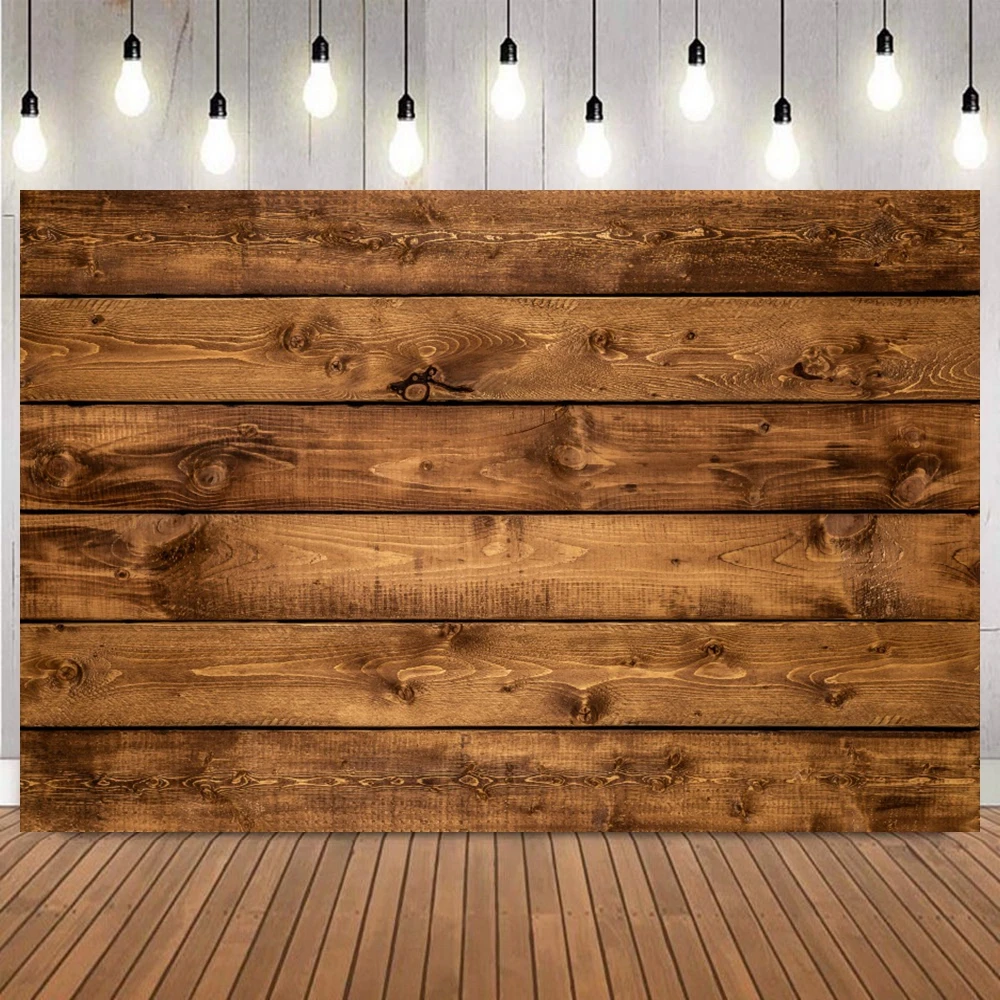 ไม้ผนังการถ่ายภาพฉากหลังสีน้ําตาลสีขาวสีเทาไม้ Baby Shower Birthday Party Decor พื้นหลัง Photobooth สตูดิโอ Props