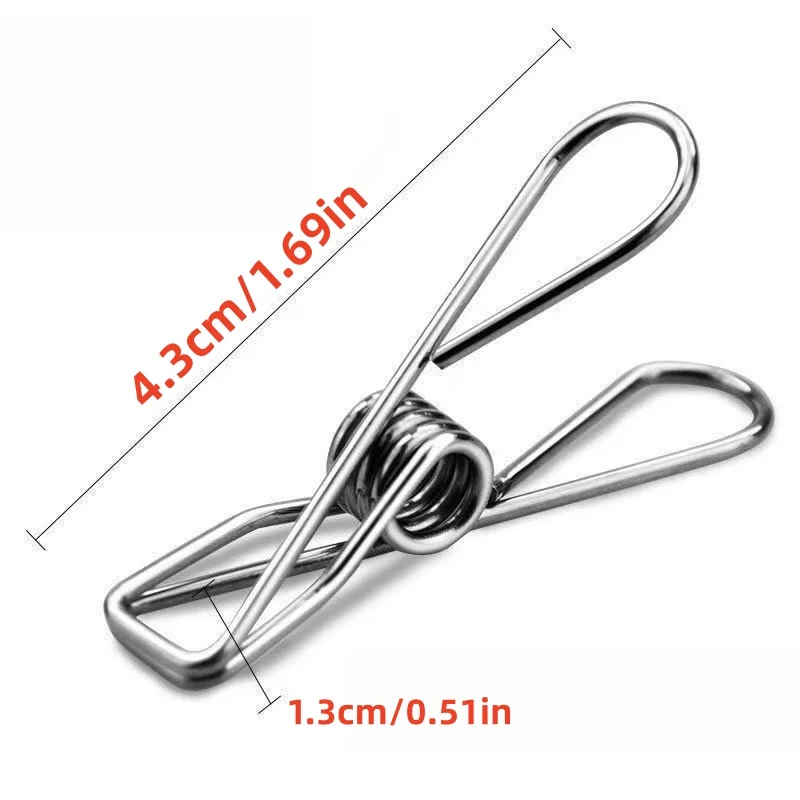 10/20/40 pcs Clothespins Stainless Household Steel Clothes Pegs Washing Hang Laundry Metal Storage Tool Cloth Pin Clip Holders