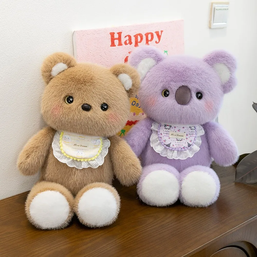 

Kawaii Running Bear Plush Toys 45cm Stuffed Stuffed Animal Cartoon Rabbit with Bib Accompany Doll Kids